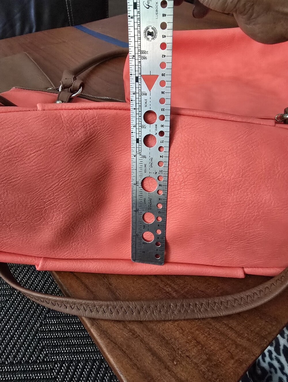 Coral Pink Shoulder Bag & Brown Trim - Classic Everyday Tote 3 In 1 Black Rivet - Picture 2 of 16